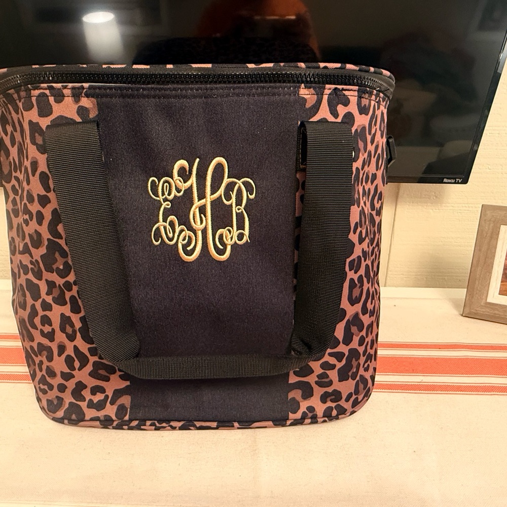 Leopard Print Cooler Bag with Black Accents
